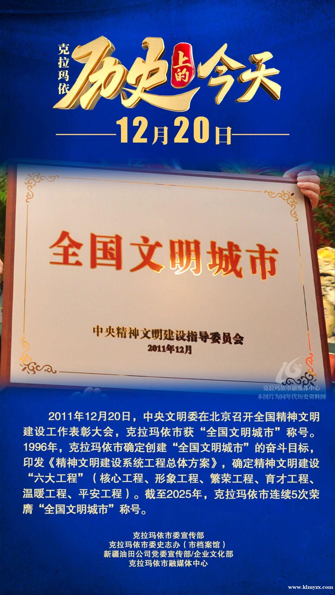 【历史上的今天】克拉玛依市获“全国文明城市”称号