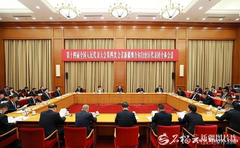 十四届全国人大四次会议新疆代表团举行全体会议